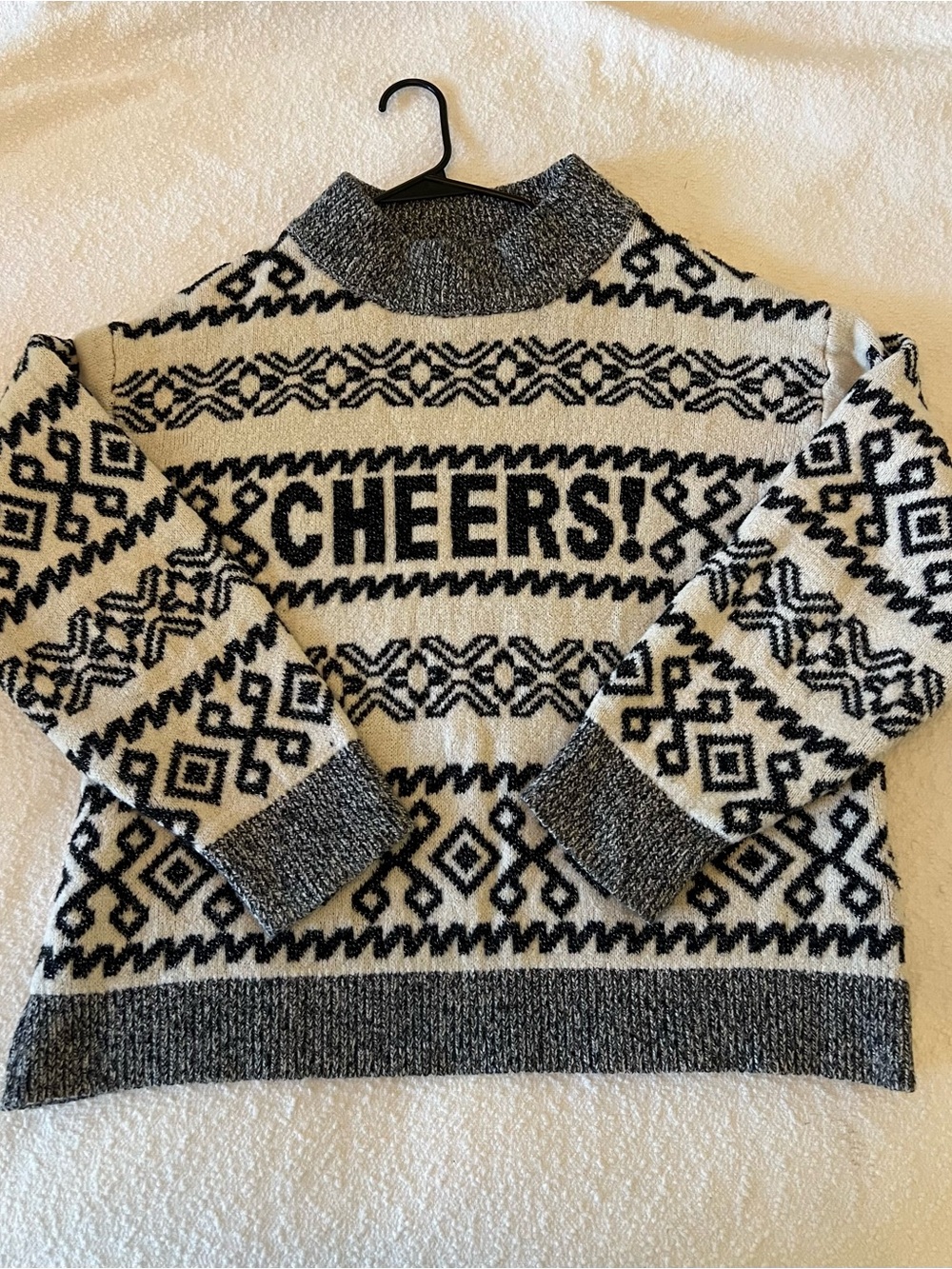 a new day Target Black and Cream 'CHEERS!' Patterned Turtleneck Sweater
